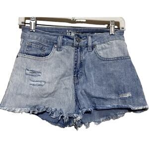 Rewash Jean Shorts Juniors 5/27 denim Patchwork High Rise cut off distressed